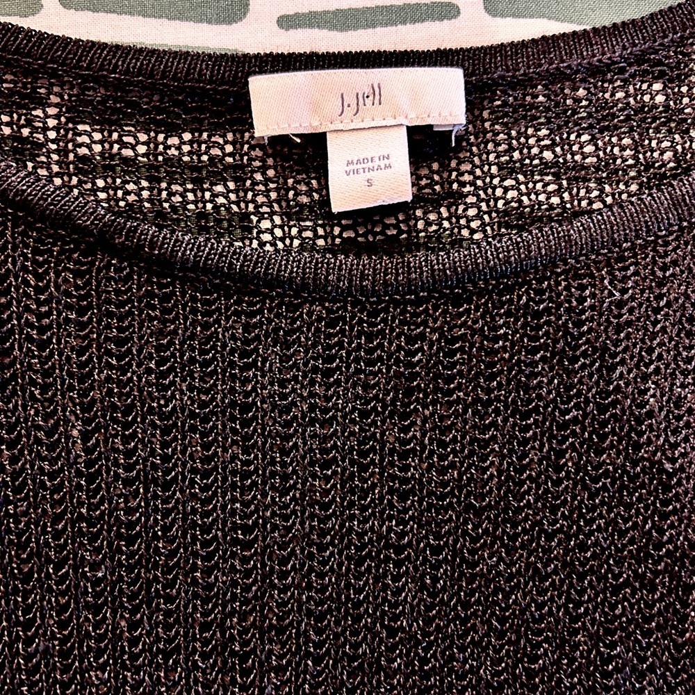 J. JILL Black Open-Weave Shimmer Knit Top – Size S - Picture 3 of 6